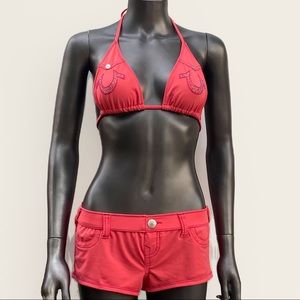 True Religion Logo Rhinestone 2 Piece Swimsuit